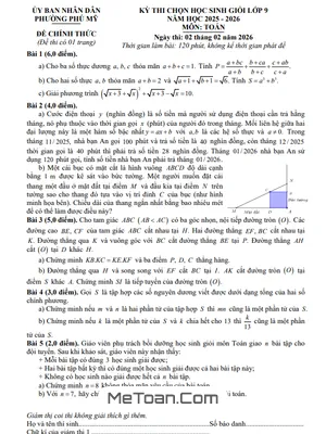 Đề Thi Tuyển Chọn Học Sinh Giỏi Toán Lớp 9: Phường Phú Mỹ, TP. Hồ Chí Minh – Năm Học 2025-2026