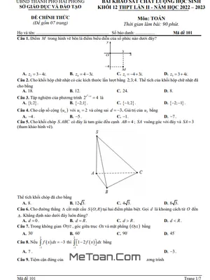 Đề khảo sát Toán 12 THPT lần 2 năm 2022 - 2023 sở GD&ĐT Hải Phòng