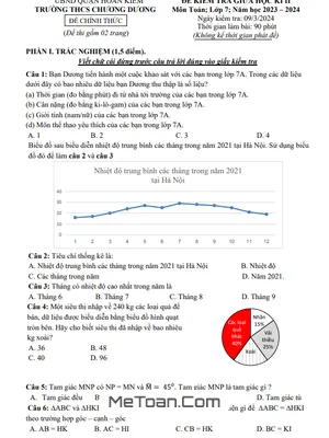 Đề thi giữa học kì 2 Toán 7 năm 2023 - 2024 trường THCS Chương Dương - Hà Nội