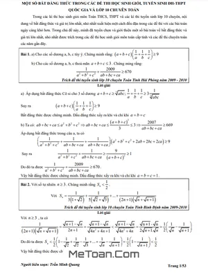 Tuyển Tập 300 Bài Toán Bất Đẳng Thức Chọn Lọc Có Lời Giải Chi Tiết