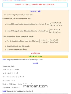 Tập Giá Trị Và GTLN - GTNN Của Hàm Số Lượng Giác