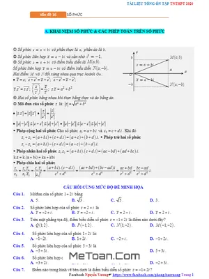 Ôn thi THPT Quốc gia 2020 môn Toán trọng tâm: Số phức