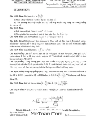 Đề thi thử THPT Quốc gia 2016 môn [Môn học] - THPT Trần Hưng Đạo - Đắk Nông