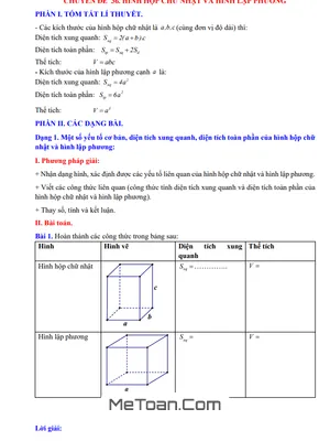 Chuyên Đề Hình Hộp Chữ Nhật Và Hình Lập Phương Toán Lớp 7