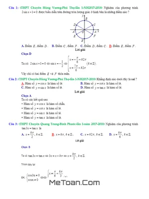 Trắc nghiệm Lượng Giác Có Lời Giải: Đề Thi Thử Toán 2018