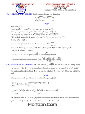 Đề thi chọn học sinh giỏi Toán THPT cấp tỉnh năm 2021 - 2022 sở GD&ĐT Long An