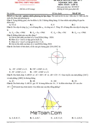 Đề thi giữa kì 1 Toán 11 năm 2025 – 2026 trường THPT Nhị Chiểu, Hải Phòng (Có Đáp Án)