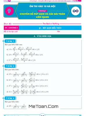 Chuyên đề rút gọn biểu thức và các bài toán liên quan ôn thi vào lớp 10