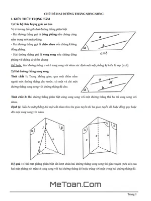 Học vững kiến thức hai đường thẳng song song lớp 11 - Tài liệu 29 trang