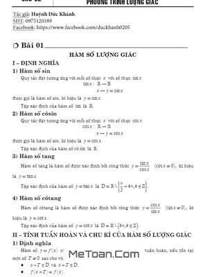 Chuyên Đề Hàm Số Lượng Giác Và Phương Trình Lượng Giác - Huỳnh Đức Khánh