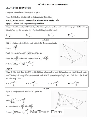 Trắc nghiệm Thể tích Khối Chóp Lớp 12: Phương pháp & Bài tập có lời giải
