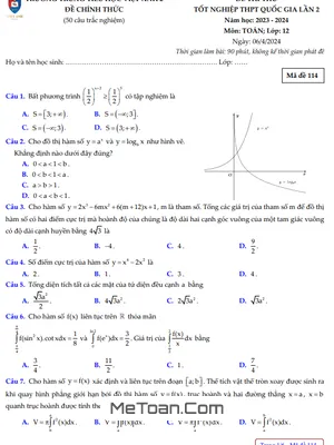 Đề thi thử Toán tốt nghiệp THPT 2024 lần 2 trường Việt Anh 2 – Bình Dương