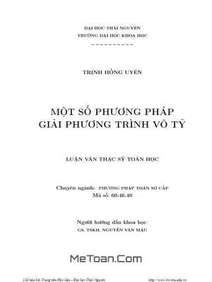 Phương Pháp Giải Phương Trình Vô Tỷ Hiệu Quả - Trịnh Hồng Uyên