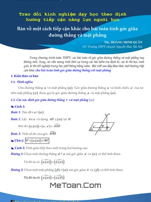 Bài Toán Góc Giữa Đường Thẳng Và Mặt Phẳng: Cách Tiếp Cận Mới