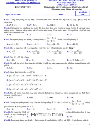 Đề khảo sát lần 3 Toán 10 năm 2023 – 2024 trường THPT chuyên Thái Bình