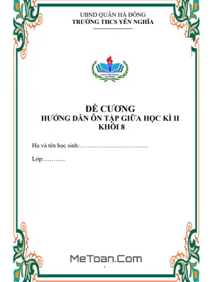 Đề Cương Ôn Tập Giữa Kì 2 Môn Toán Lớp 8 Năm 2023 - 2024 Trường THCS Yên Nghĩa - Hà Nội