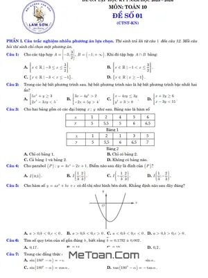 Tổng Hợp 5 Đề Ôn Tập Cuối Kỳ 1 Toán 10 Năm 2025 – 2026 (Cấu Trúc Mới 3-2-2-3)