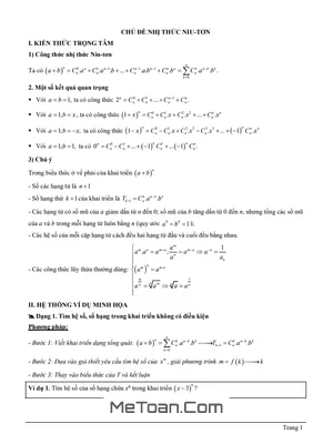 Tài Liệu Nhị Thức Newton Lớp 11: Từ A - Z - PDF + Lời Giải