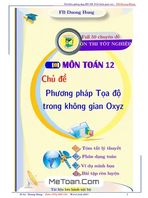 Chuyên Đề Phương Pháp Tọa Độ Trong Không Gian Dành Cho Học Sinh TB - Yếu - Dương Minh Hùng