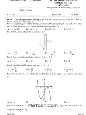 Đề Khảo Sát Toán 12 Lần 1 Năm Học 2025 – 2026 Liên Trường THPT – Hải Phòng