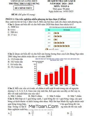 Đề Giữa Kì 2 Toán 6 Năm Học 2024 – 2025 Trường THCS Việt Hưng – Hà Nội