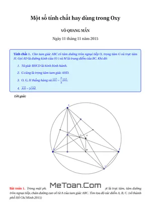 Tuyển Tập Tính Chất Hình Học Phẳng Thường Dùng Trong Bài Toán Oxy