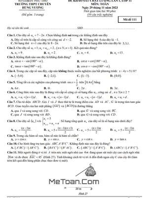 Đề khảo sát lần 1 Toán 11 năm 2023 – 2024 trường THPT chuyên Hùng Vương – Phú Thọ