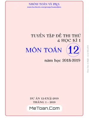 Tuyển Tập Đề Thi Thử Và Học Kỳ 1 Toán 12 Năm Học 2018 - 2019 (EX4 - 2019)