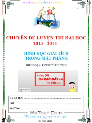 Chuyên Đề Hình Học Giải Tích Phẳng Lớp 10 Hay Nhất - Thầy Lưu Huy Thưởng