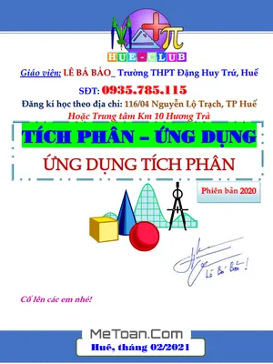 Tuyển Tập Phiếu Bài Tập Ứng Dụng Tích Phân Lớp 12 Có Đáp Án Và Lời Giải