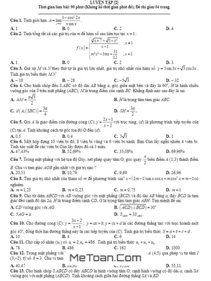 Đề khảo sát chất lượng học kỳ 2 Toán 11 - Thầy Lương Tuấn Đức (Đề số 2)