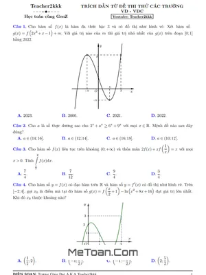 Tuyển chọn 200 bài toán VD - VDC từ các đề thi thử tốt nghiệp THPT môn Toán