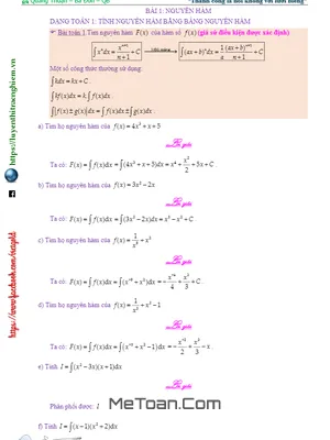 Nguyên Hàm và Các Phương Pháp Tính Nguyên Hàm - Nguyễn Hoàng Việt