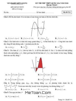 Đề Thi Thử THPT Quốc Gia 2018 Môn Toán Sở GD&ĐT Kiên Giang