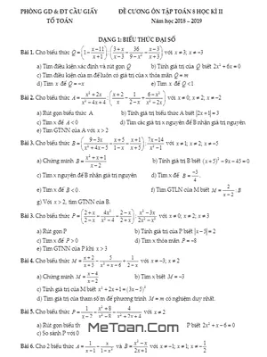 Đề Cương Ôn Tập Toán 8 HK2 Năm 2018 - 2019 Phòng GD&ĐT Cầu Giấy - Hà Nội
