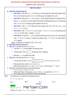 Phương Trình Mũ Không Chứa Tham Số - Tài Liệu Toán 12