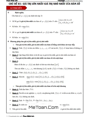 Ôn Thi THPT Toán: Giá Trị Lớn Nhất, Giá Trị Nhỏ Nhất Của Hàm Số