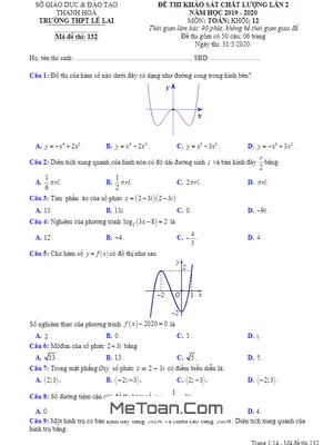 Đề KSCL Toán 12 lần 2 năm học 2019 - 2020 trường THPT Lê Lai - Thanh Hóa