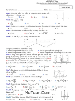 Đề Thi Thử THPT Quốc Gia 2018 Môn Toán Sở GD & ĐT Quảng Bình