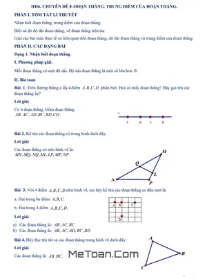 Tài Liệu Dạy Thêm - Học Thêm Chuyên Đề Đoạn Thẳng, Trung Điểm Của Đoạn Thẳng Lớp 6
