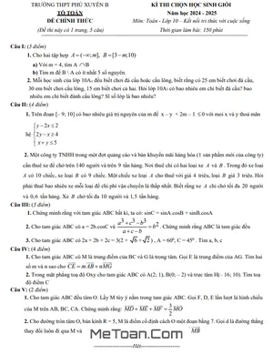 Đề thi HSG Toán 10 KNTTVCS năm 2024 - 2025 trường THPT Phú Xuyên B - Hà Nội