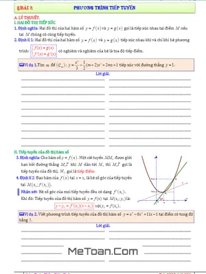 Các dạng toán liên quan đến phương trình tiếp tuyến - Diệp Tuân