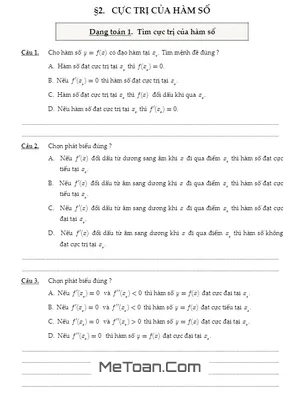 200 Bài Trắc Nghiệm Cực Trị Của Hàm Số - Lê Văn Đoàn