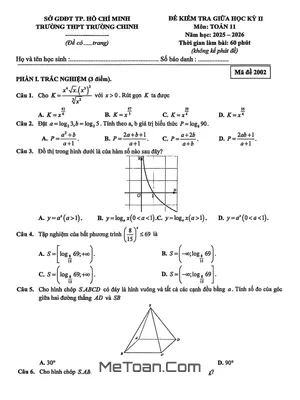 Đề Thi Giữa Học Kỳ 2 Toán 11 Năm 2025-2026 Trường THPT Trường Chinh TP.HCM