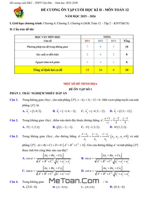 Đề cương Ôn Tập Học Kỳ 2 Toán 12 - THPT Việt Đức 2025-2026