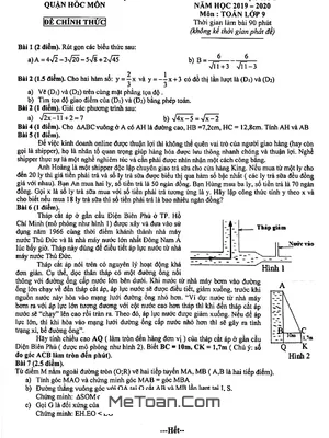 Đề thi học kỳ 1 Toán 9 năm 2019 - 2020 phòng GD&ĐT Hóc Môn - TP HCM