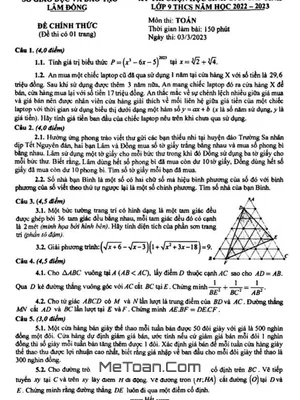 Đề thi học sinh giỏi cấp tỉnh môn Toán lớp 9 năm 2022 - 2023 - Sở GD&ĐT Lâm Đồng
