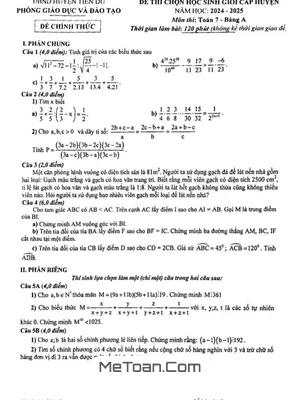Đề thi chọn HSG huyện Toán 7 năm 2024 - 2025 phòng GD&ĐT Tiên Du - Bắc Ninh