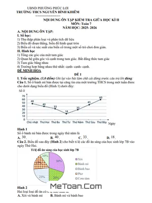 Ôn tập giữa kì 2 Toán 7 năm 2025 – 2026 trường THCS Nguyễn Bỉnh Khiêm – Hà Nội