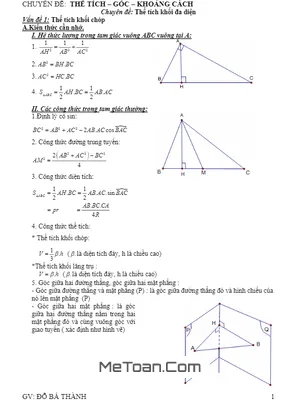 Chuyên Đề Thể Tích - Góc - Khoảng Cách Trong Không Gian - Đỗ Bá Thành